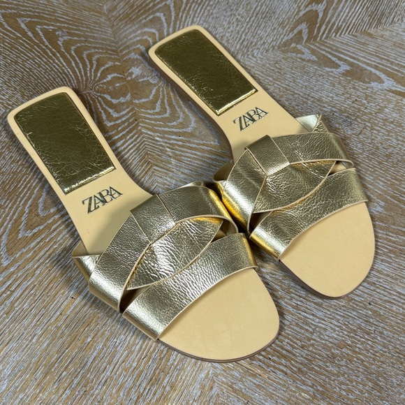 ZARA Metallic Gold Women's Sandals 40 - Picture 5 of 13